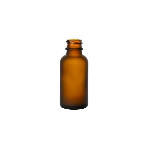 1 oz Frosted Amber Glass Boston Round Bottle, 20-400