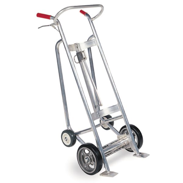 4 Wheel Plastic Drum Truck With Brakes - Aluminum Frame - Solid Rubber Wheels