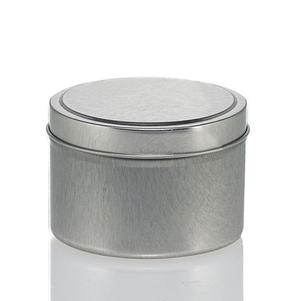4 oz Silver Metal Candle Tin