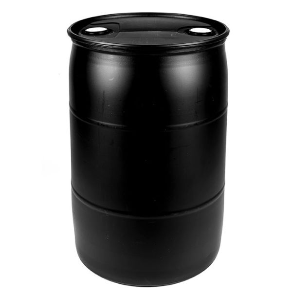 Black 55 gallon drum
