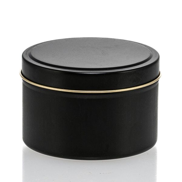 8 oz Black Metal Candle Tin