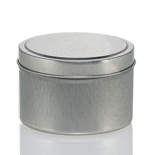 8 oz Silver Metal Candle Tin