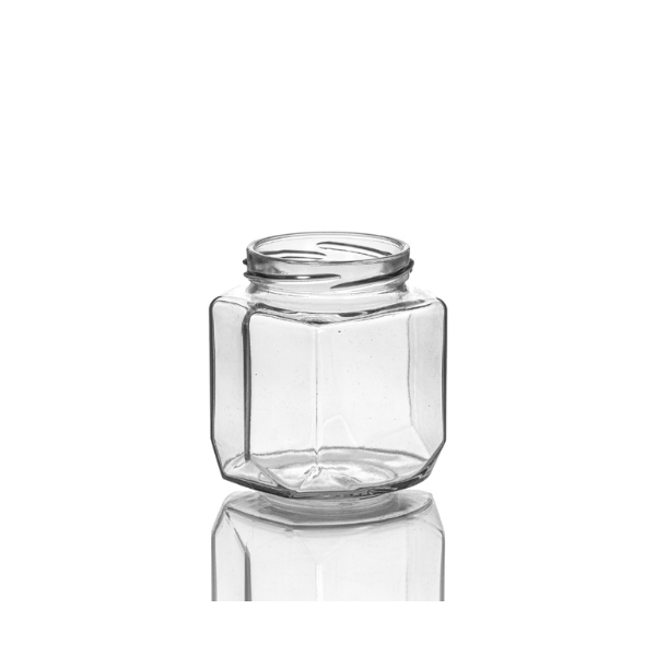9 oz Clear Glass Oval Hexagon Jar, 63mm
