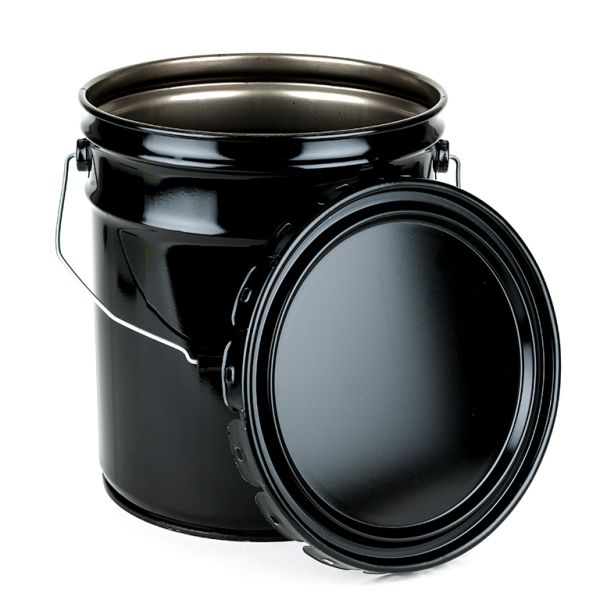 5 Gallon Steel Pail Rust Inhibitor and Plain Lug Cover - Black