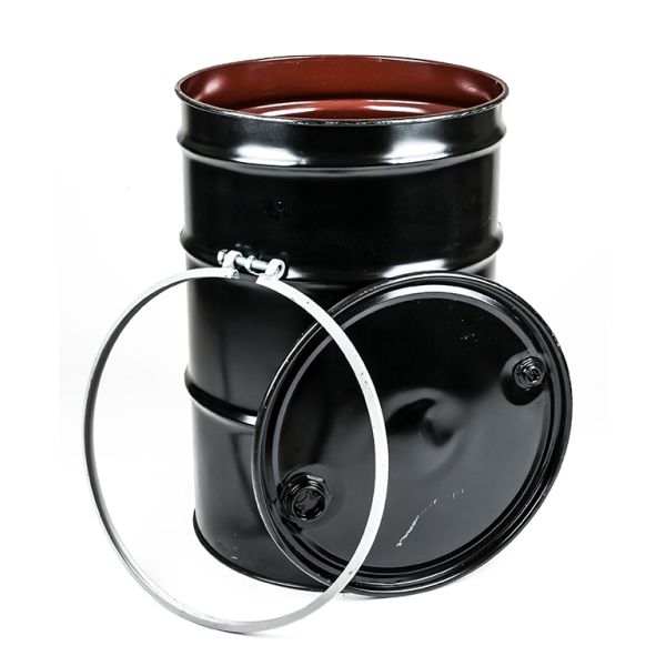 55 Gallon Open Head Steel Drum with Epoxy Phenolic and Fittings, Reconditioned