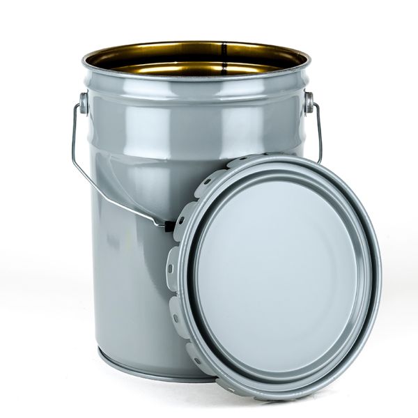 6 Gallon Steel Pail with Plain Lug Cover - Gray