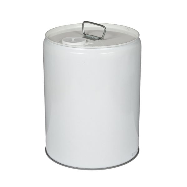 20 Liter (5.3 gal.) Closed Head Steel Pail - White