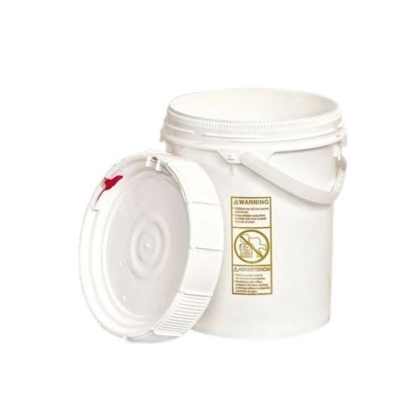 5 gallon nestable pail with salvage label