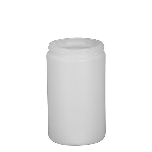 32 oz wide mouth jar made of natural HDPE plastic.