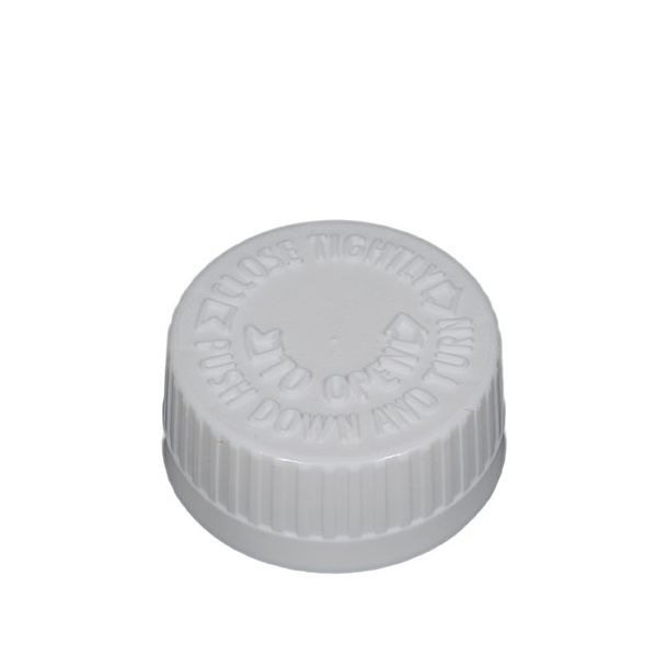 38-400 White PP Child-Resistant Vented Screw Cap - Foam Liner