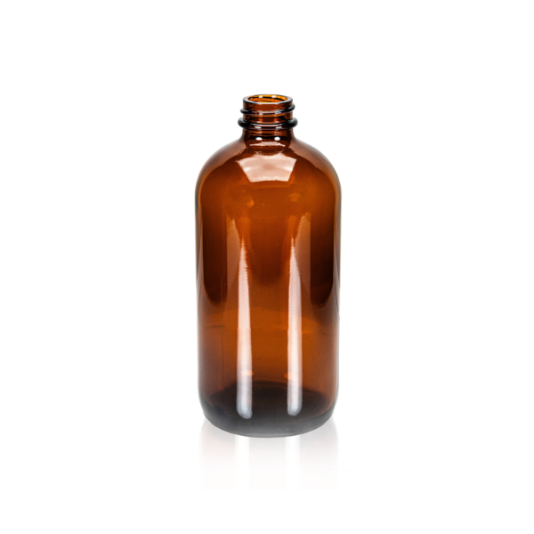 16 oz Amber Glass Boston Round, 28-400