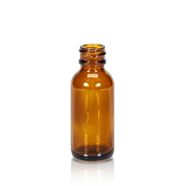 1 oz Amber Glass Boston Round, 20-400