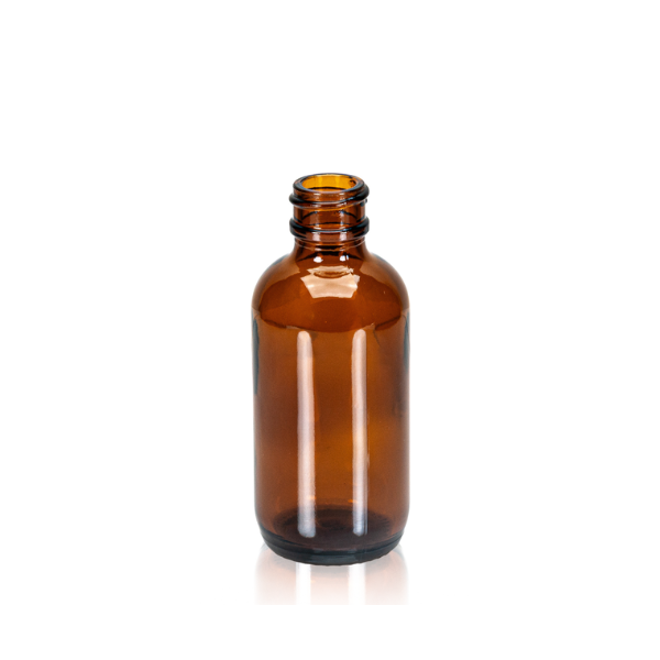 2 oz Amber Glass Boston Round, 20-400