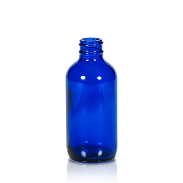 4 oz Blue Glass Boston Round, 24-400