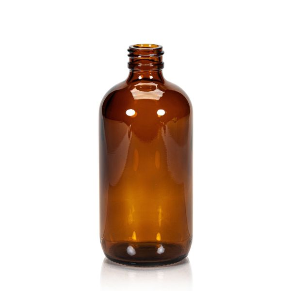 8 oz Amber Glass Boston Round, 24-400