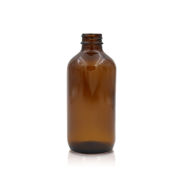 8 oz Amber Glass Boston Round, 28-400