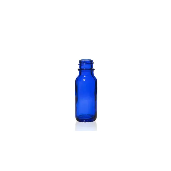 1/2 Ounce Blue Glass Boston Round, with 18-400 Neck