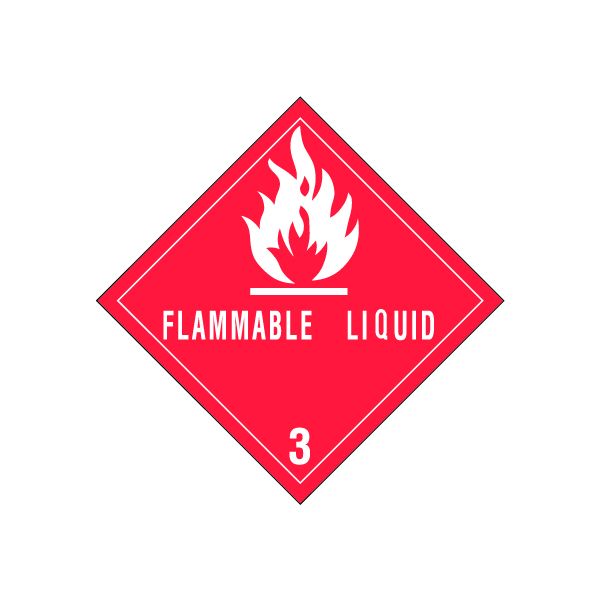 Flammable Liquids - Class 3 Hazardous D.O.T. Labels