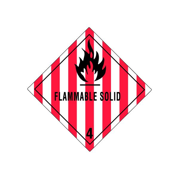Flammable Solid 4 Class 4 Hazardous D.O.T. Labels