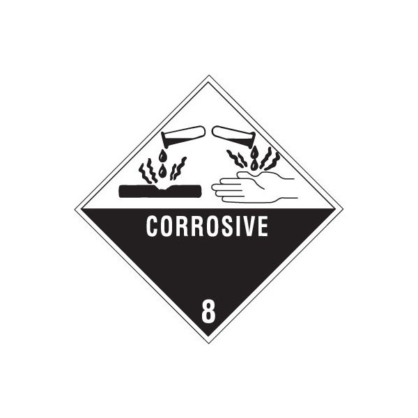 Corrosive 8 - Class 8 Hazardous D.O.T. Labels