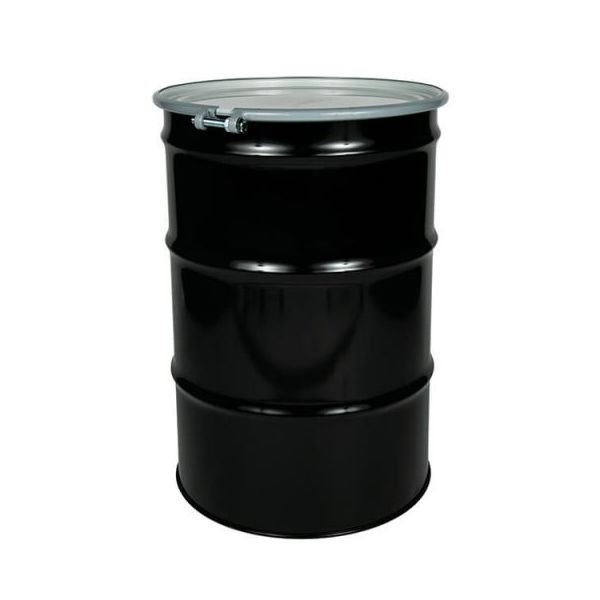 55 Gallon open head drum - Black with bolt ring