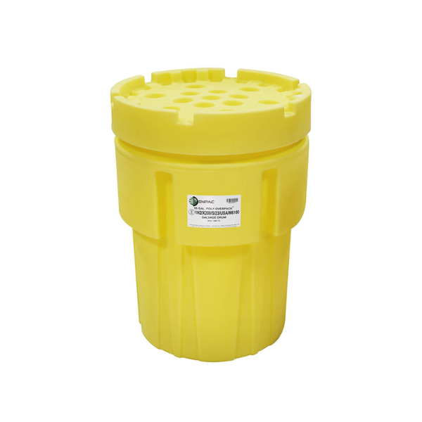 65 Gallon Plastic Overpack Drums – Yellow, UN Rated