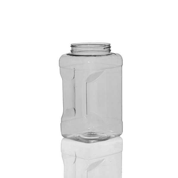 128 oz Clear PET Square Gripper Jar 