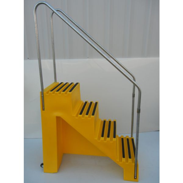 Industrial Portable Four Step Stool With Handrail