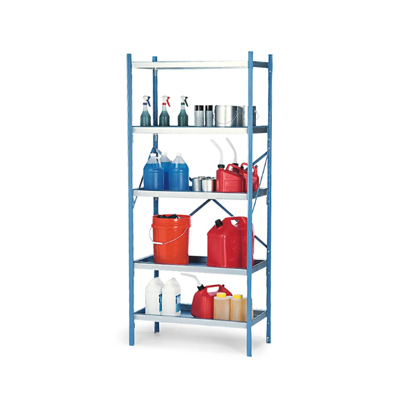 4 Shelf Steel Spill Containment Shelving System, 36 Inch x 18 Inch x 84 Inch