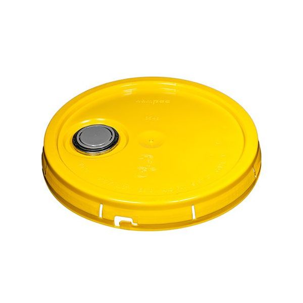 Yellow tear tab lid for plastic bucket