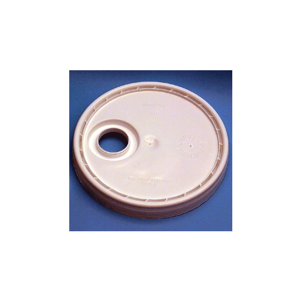 Plastic Pail Lid with Screw Cap Opening UN Rated - White