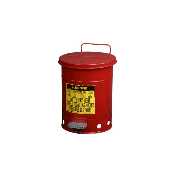 Justrite® Oily Waste Cans 10 Gallon Foot Operated