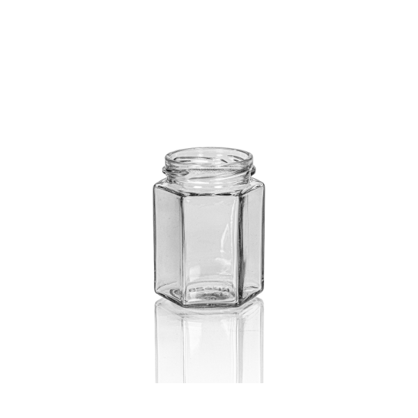 6.4 oz Clear Glass Hexagon Jar, 58mm