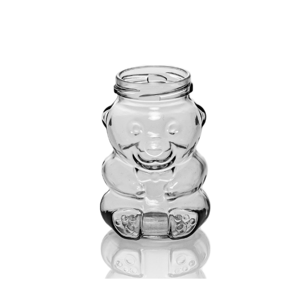 12 oz Clear Glass Honey Bear Jar, 58mm