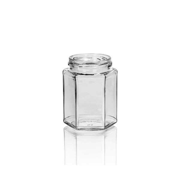 9 oz Clear Glass Hexagon Jar, 63mm