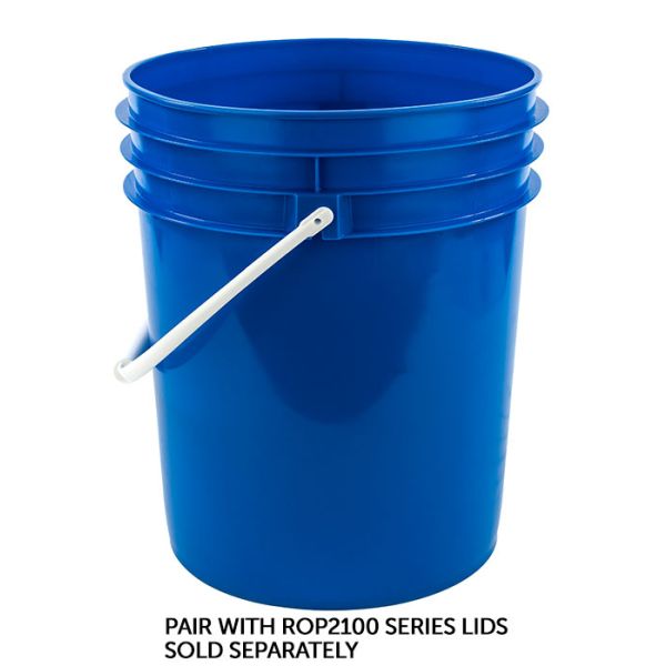 5 gallon blue pail with plastic handle
