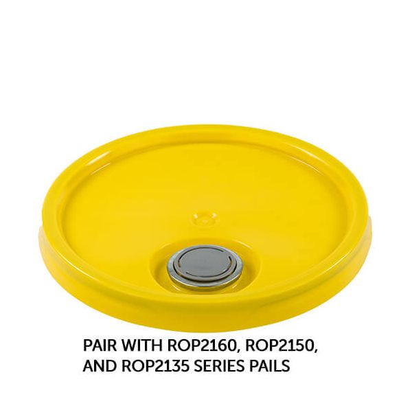 Yellow lid for pail with flexspout