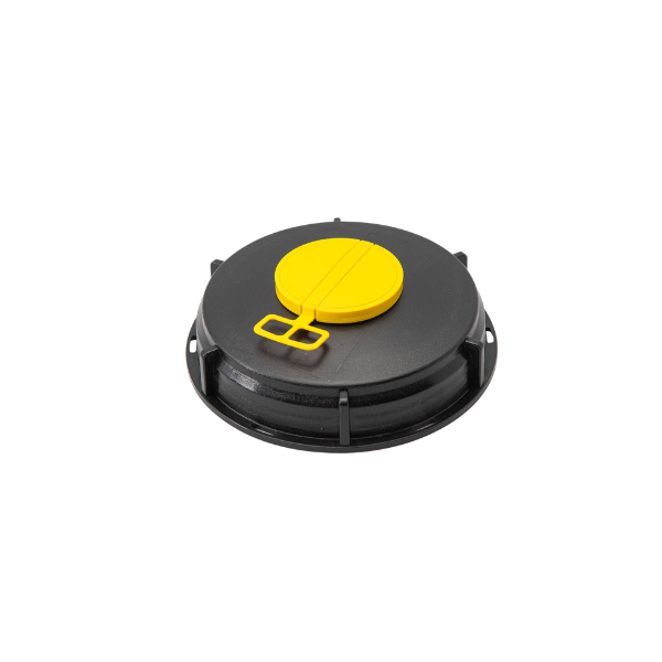 6" Lid, 2" Vented NPT Bung, Yellow Cap Seal