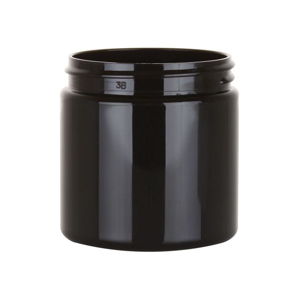 4 oz Black Straight Sided Single Wall PET Jar With 58-400 Neck 