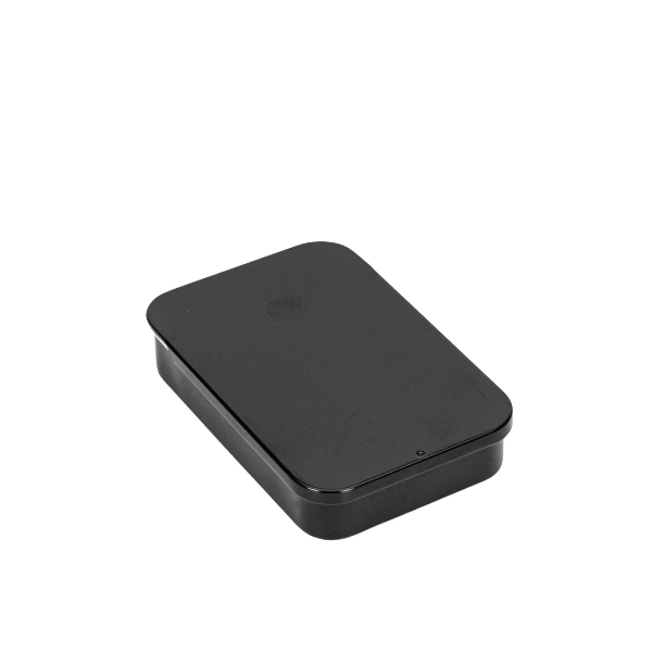 Large Black Metal Slide Top Tin