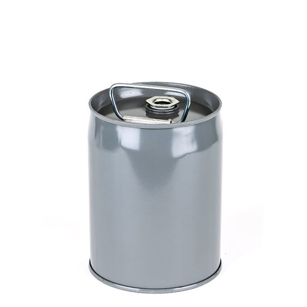 1 Gallon Closed Head Steel Pail with 3/4 Inch Plug - Gray