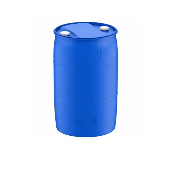 55 gallon blue HDPE tight head drum with two 2 inch openings, UN rated