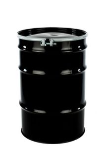 30 Gallon Open Head Steel Drum, Bolt Ring - Black