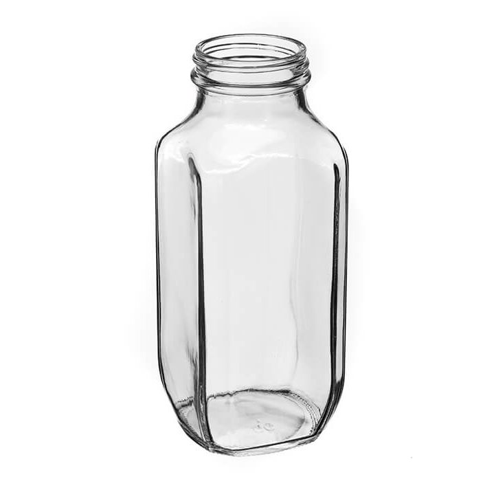 16 ounce french square glass bottle