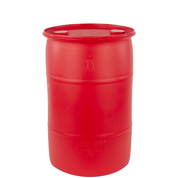 30 Gallon UN Rated Closed Head Red Plastic Drum with Fittings