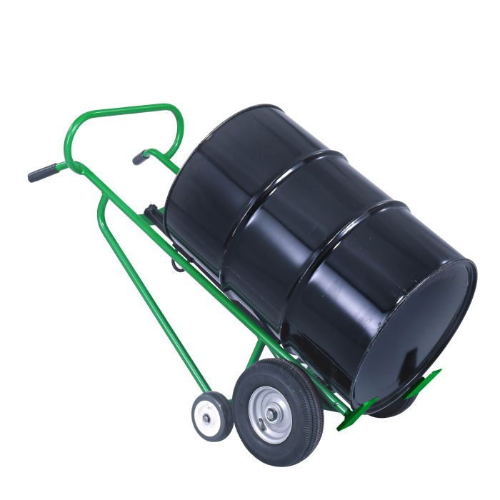 4 Wheel Fiber Drum Truck With Brakes - Steel Frame - Pneumatic Wheels