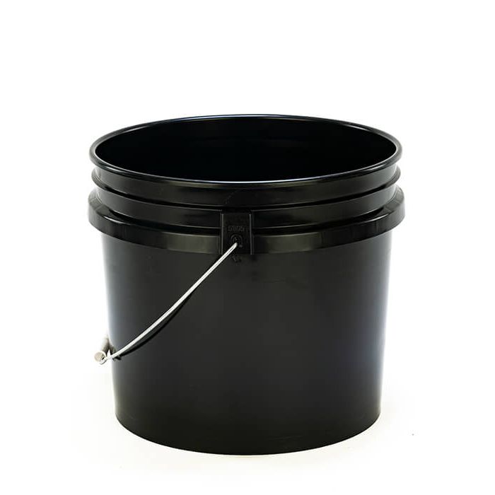 3.5 Gallon Open Head Plastic Pail -  Black