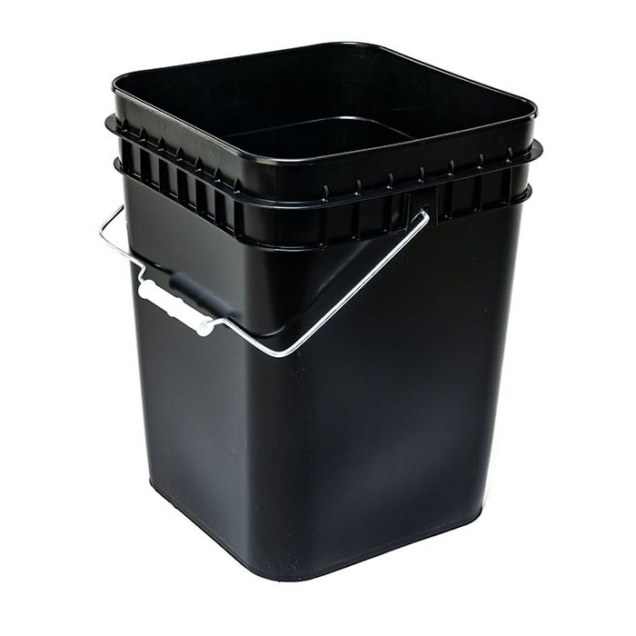 4 Gallon Square Plastic Pail - Black