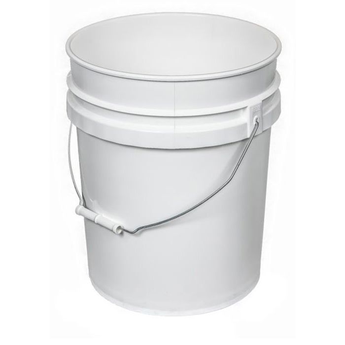 5 Gallon Open Head Plastic Pail - White 100 mil