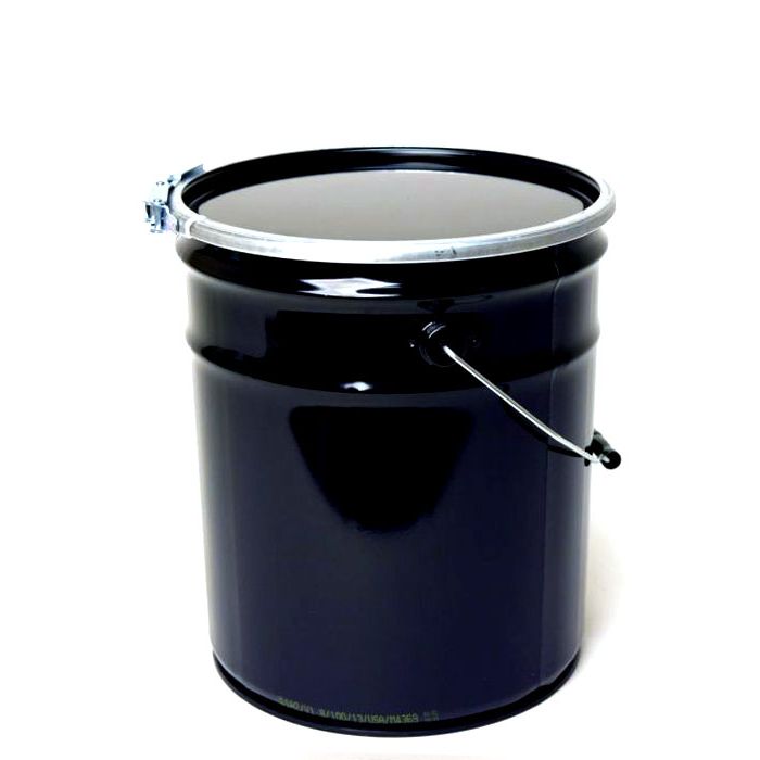 5 Gallon Steel Pail With Plain Lever Lock Cover - Black
